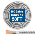 8/3 MC Cable with Ground 50FT 8AWG/3 Metal Clad Cable - Heavy-Duty