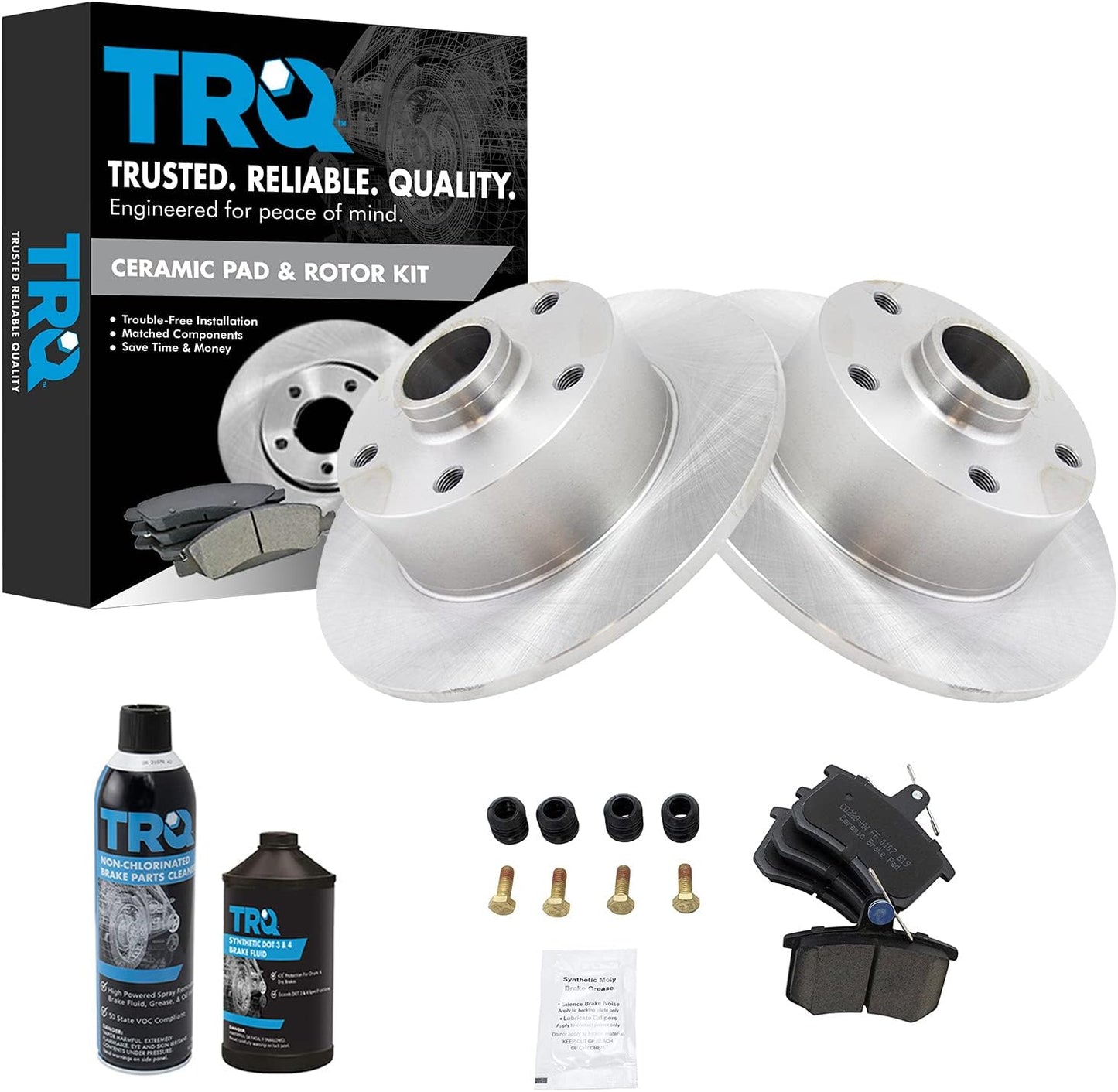 TRQ Rear Brake Pad & Rotor Kit for 1996-1997 Audi A4 Vehicles