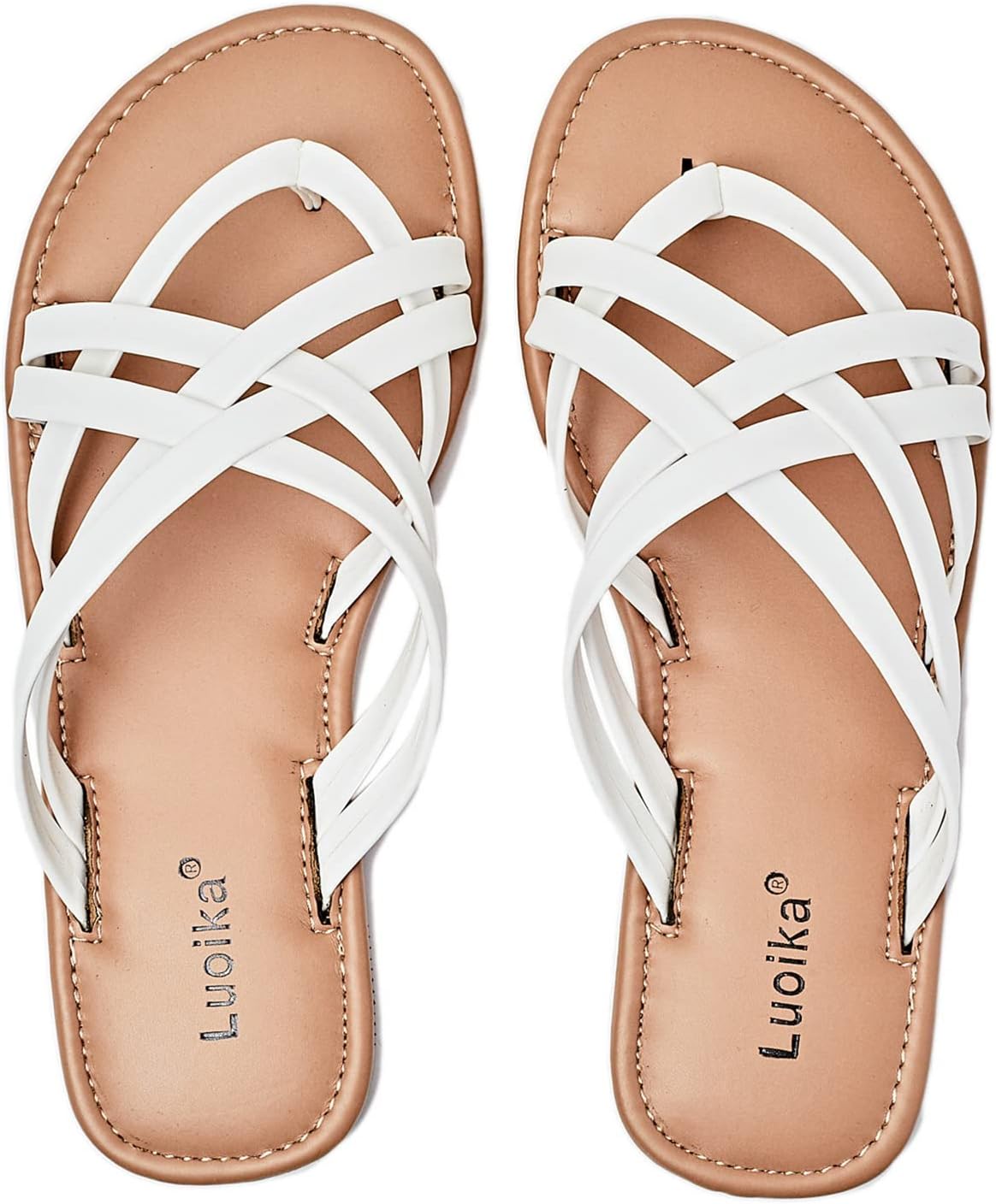Luoika Women's Wide Width Flat Sandals for Summer Comfort