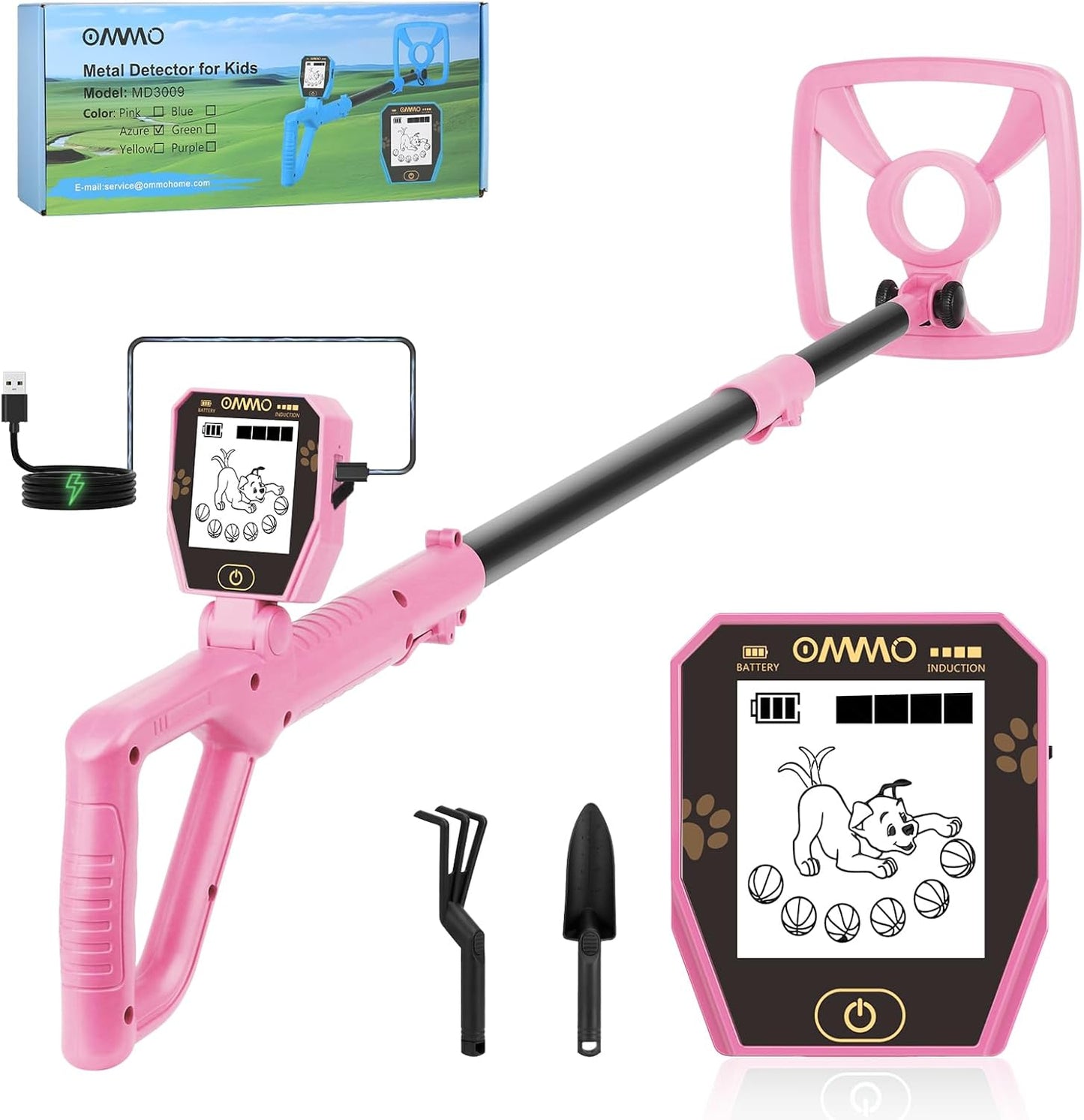 OMMO Kids Metal Detector with Rechargeable Battery and LCD Display