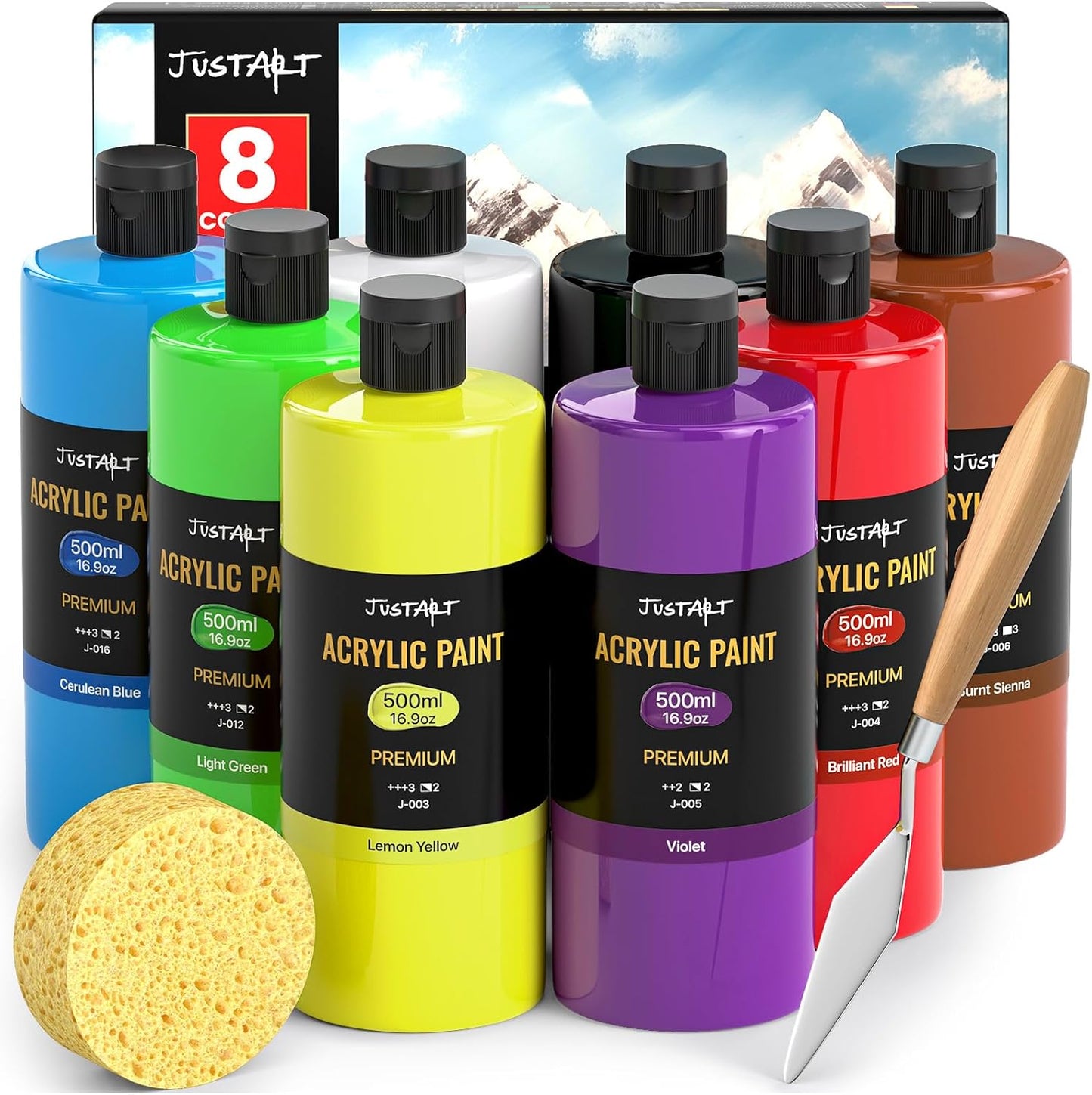 8 Colors Acrylic Paint Bottle Set for Artists and Beginners
