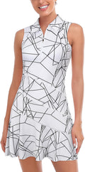 Misyula Tennis Dress with Shorts - Slim 1/4 Zip Polo Athletic Dress