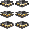 Post Caps Lights Outdoor 6pack - Waterproof Solar Deck Post Lights