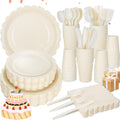 LIYH 350 Pcs Ivory Paper Plates and Napkins Party Set - Elegant