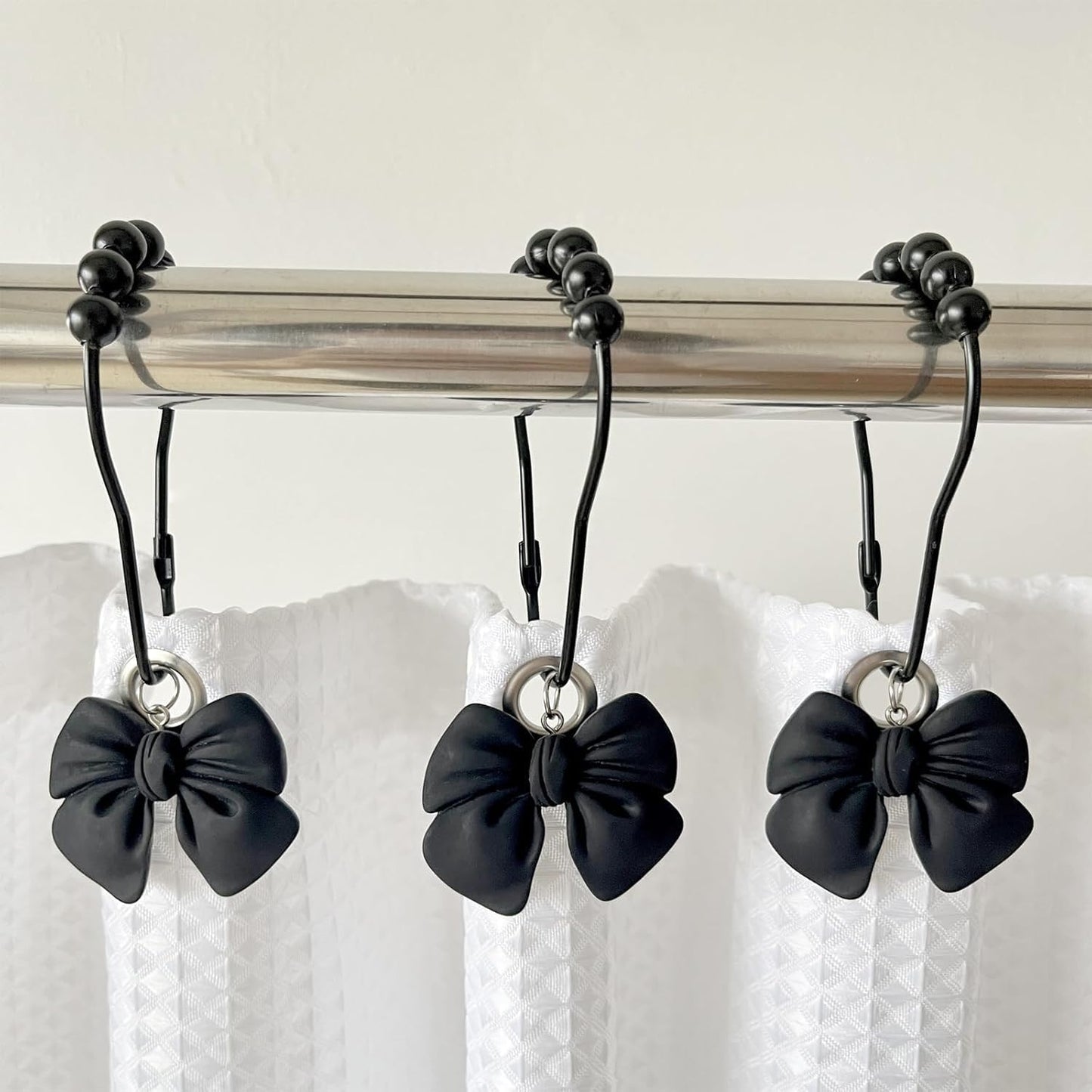 Rust-Proof Bow Knot Shower Curtain Hooks - Set of 12
