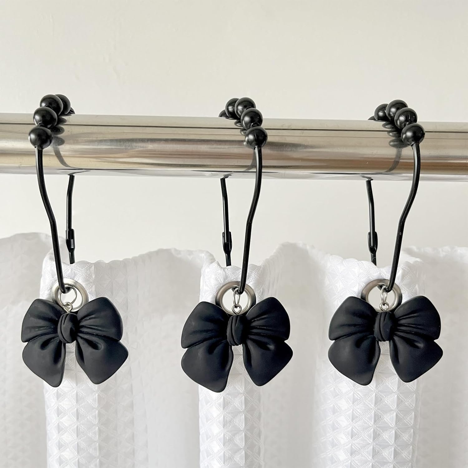 Rust-Proof Bow Knot Shower Curtain Hooks - Set of 12