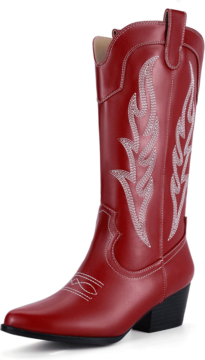 Stylish Cowboy Boots for Women with Chunky Low Heel Design