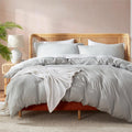 Nestl Full Duvet Cover Set with Comforter Insert - Light Grey 4 Piece