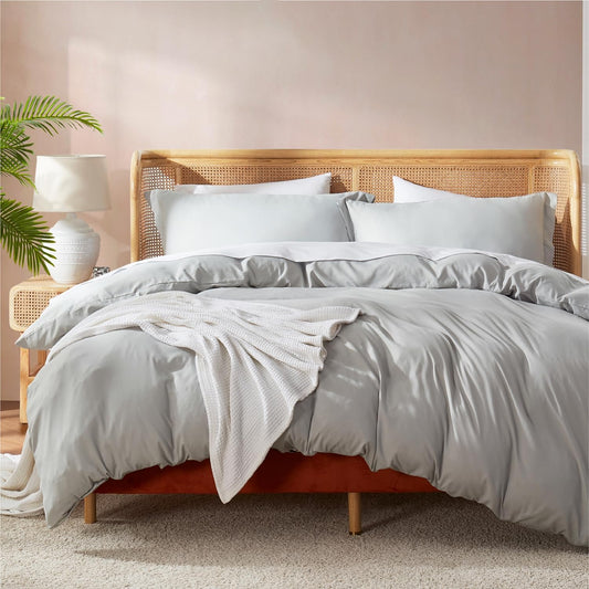 Nestl King Duvet Cover Set with Comforter Insert - Light Grey