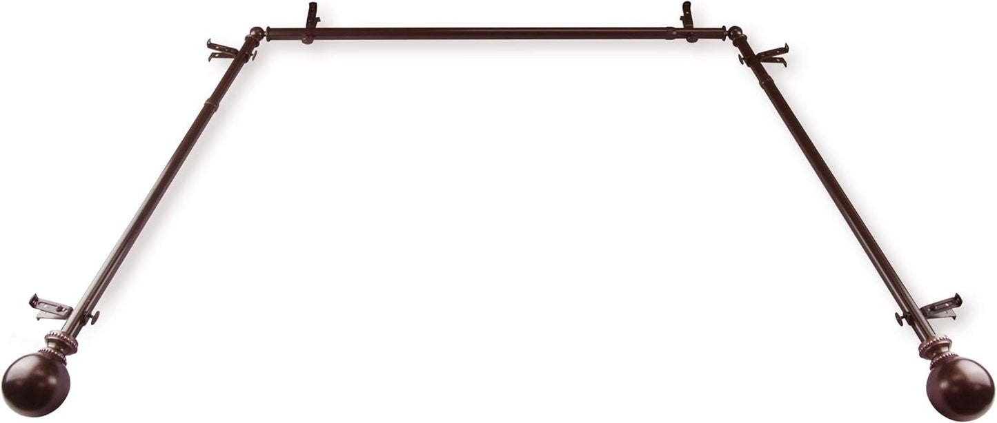 Rod Desyne Bay Window Curtain Rod, Adjustable Length, Cocoa