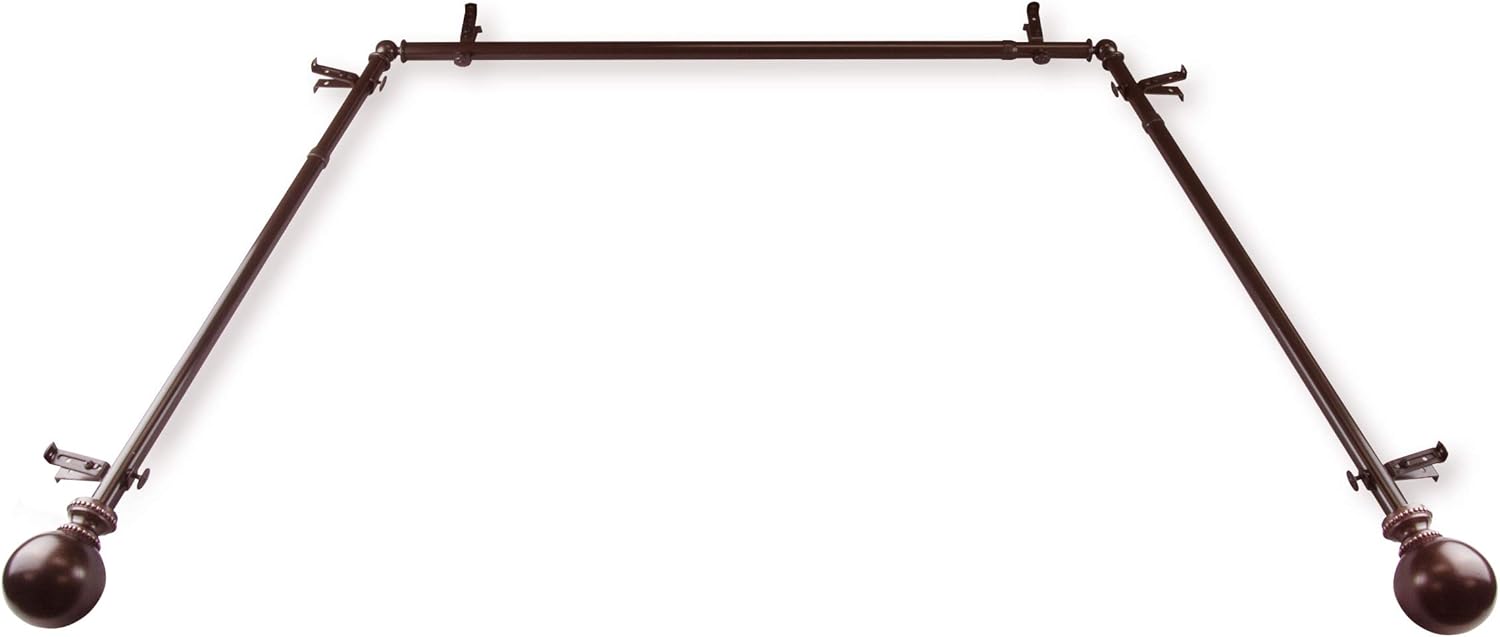 Rod Desyne Bay Window Curtain Rod, Adjustable Length, Cocoa