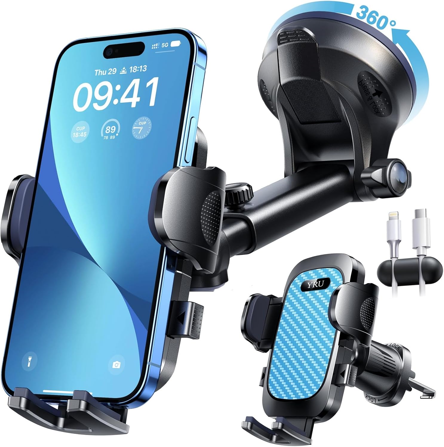YRU True Military-Grade Car Phone Holder Mount for All Phones