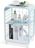 Cute Nightstand 3-Tier Metal Side Table - Mint Green Storage