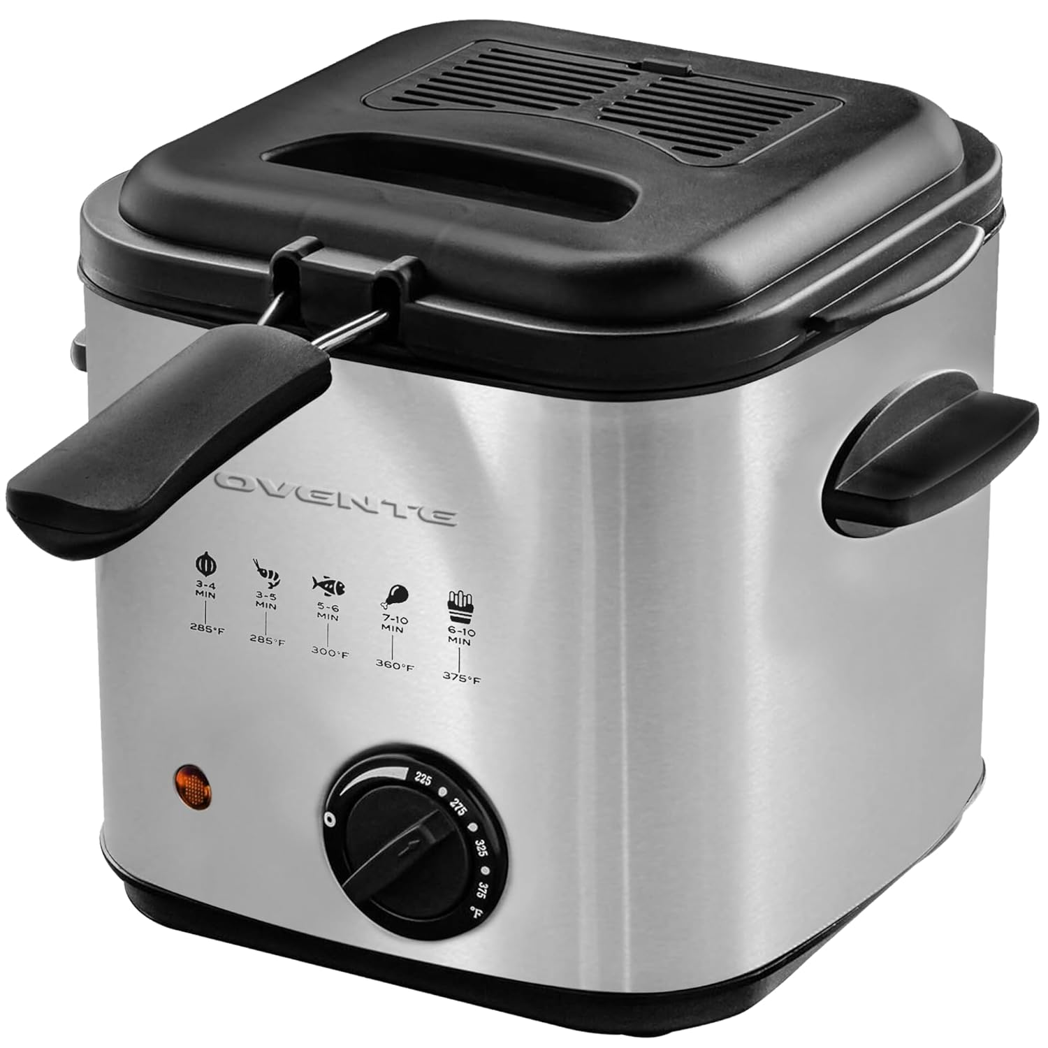 OVENTE 1.5L Electric Deep Fryer with Adjustable Temperature Control