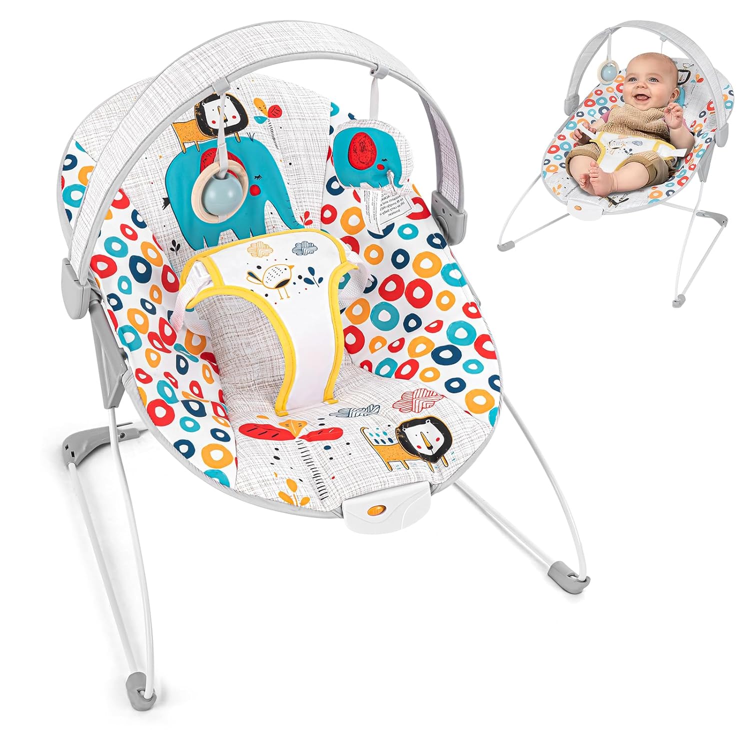 Adjustable Portable Baby Bouncer with Music - Soothe Your Newborn