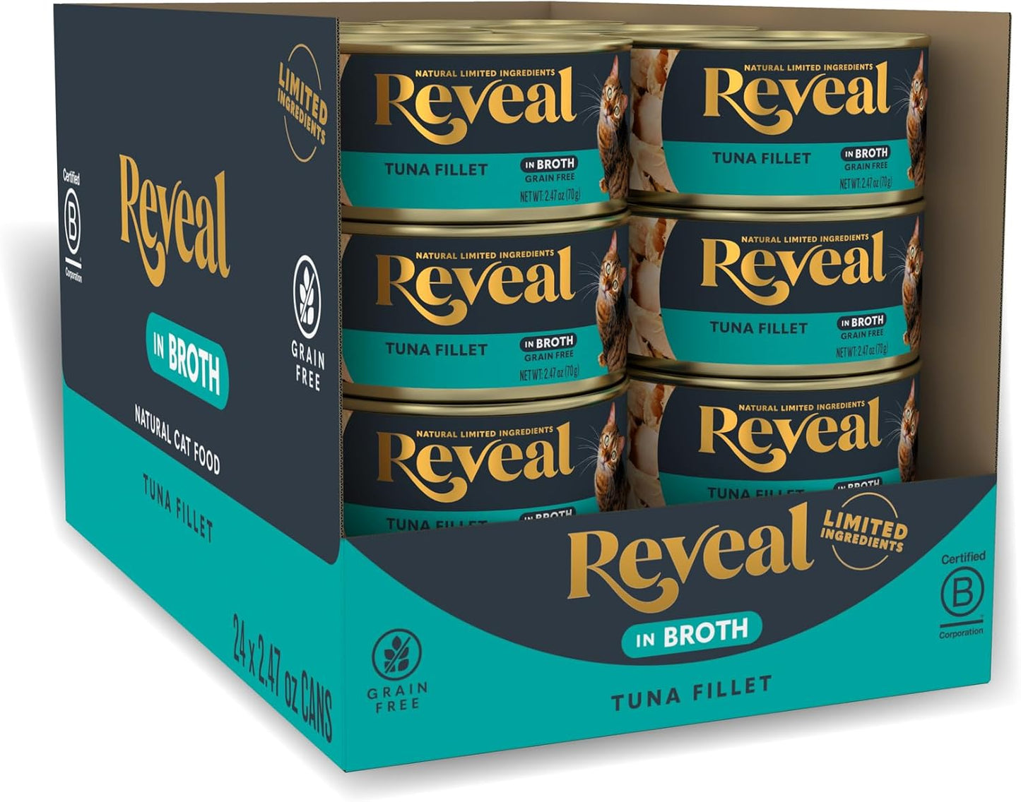 Reveal Natural Wet Cat Food, Grain Free Tuna Fillet in Broth