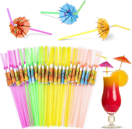 Tropical Luau Party: 50 Umbrella Straws by PAXCOO