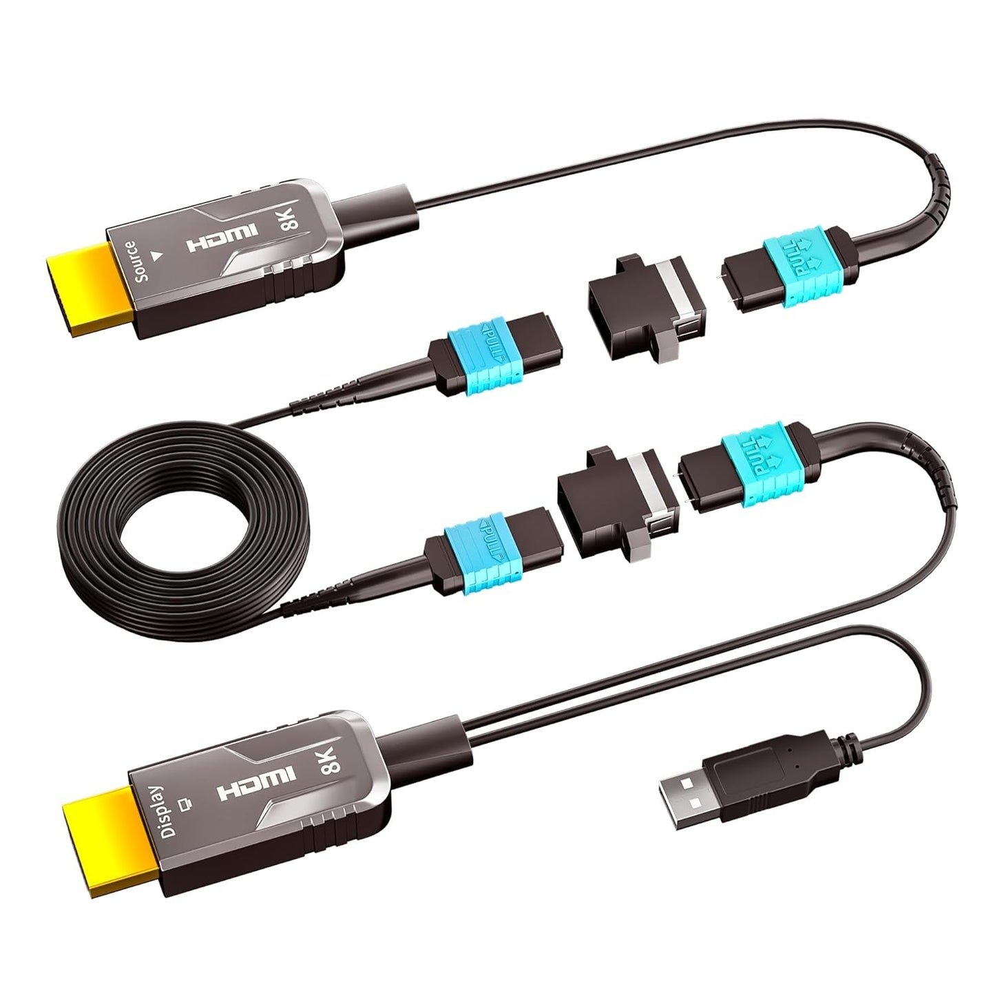 8K MPO Detachable Fiber Optic HDMI 2.1 Cable 50ft for Gaming