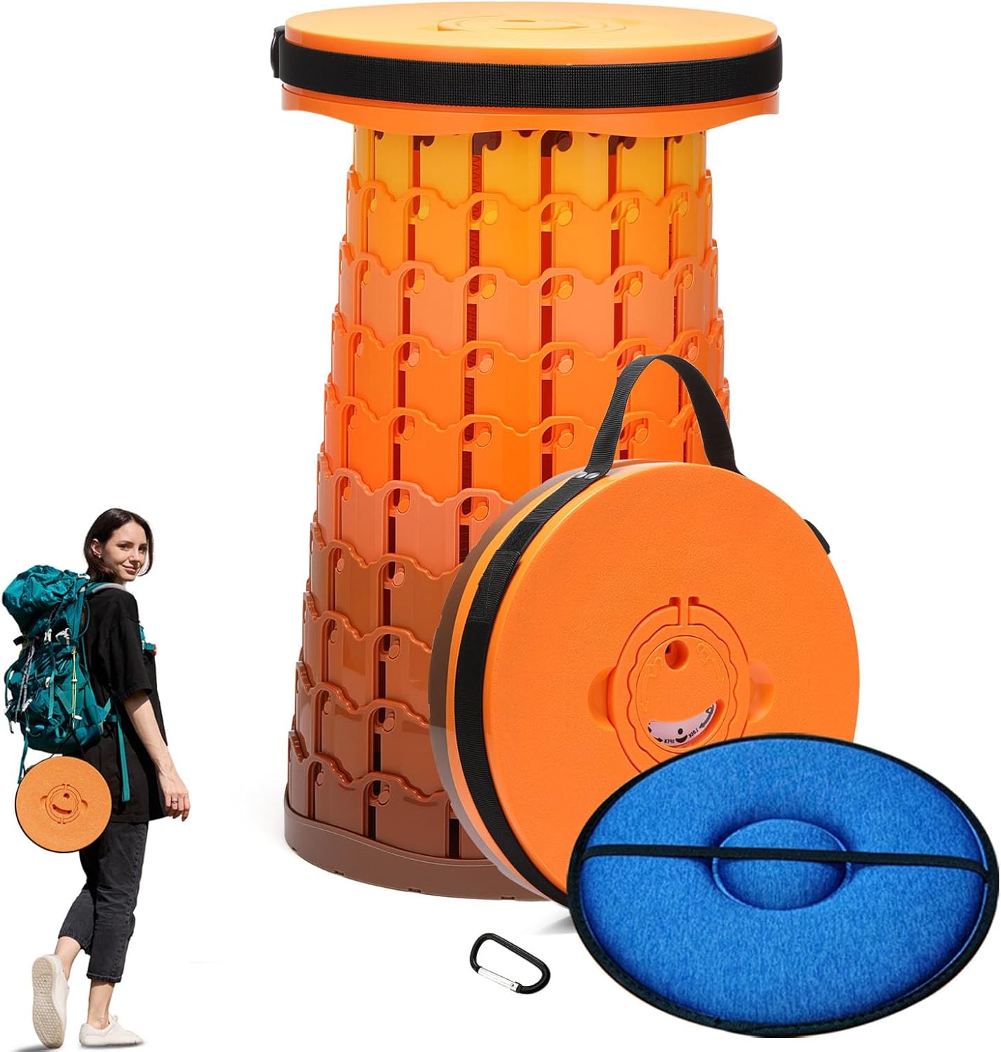 19.7 Heavy Duty Collapsible Stool - Portable Camping Seat