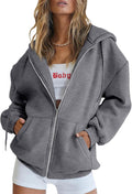 Trendy Queen Womens Zip Up Hoodies Oversized Sweatshirts (Style KDGV)