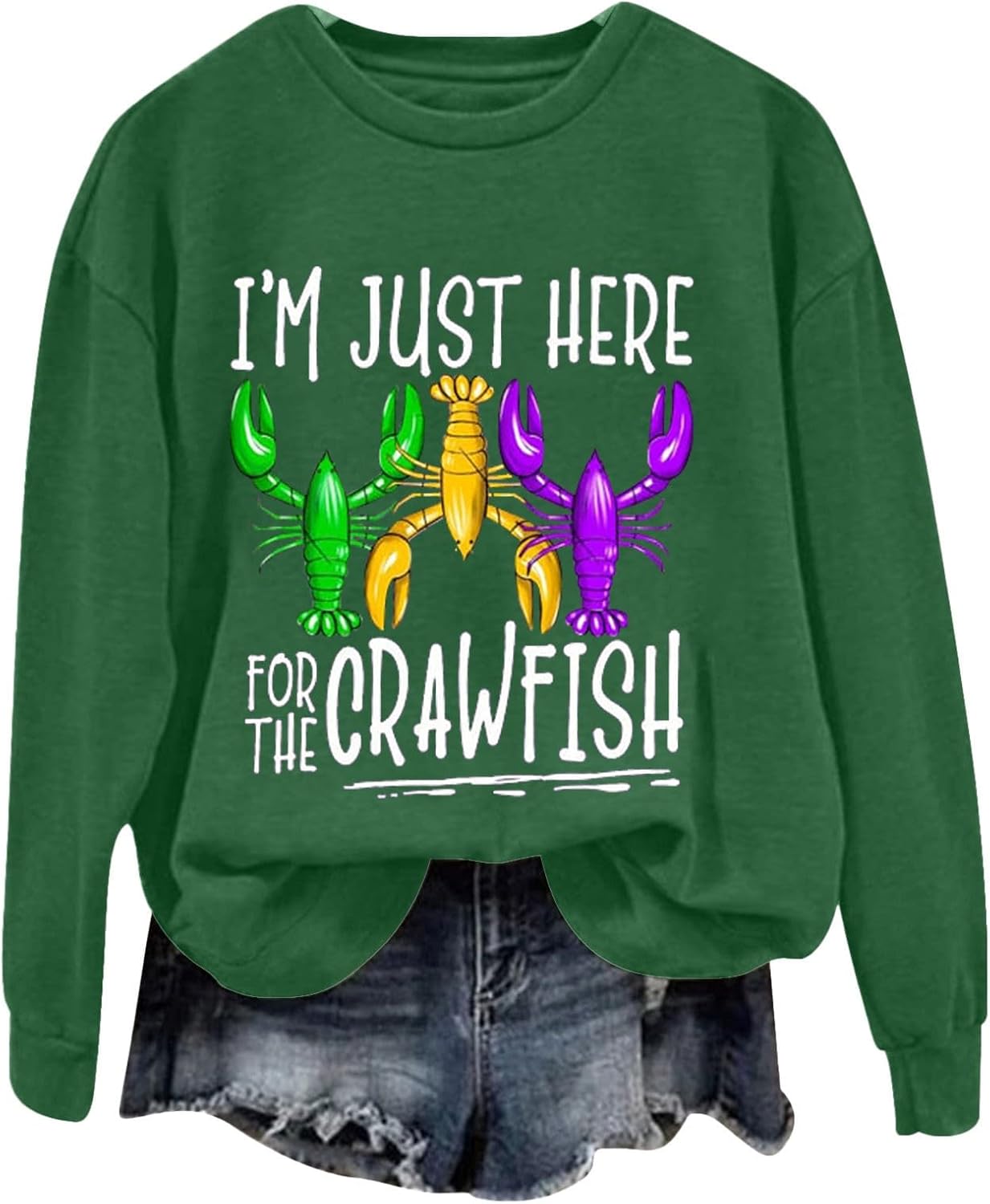 Mardi Gras Sequin Crewneck: Trendy Women's Top
