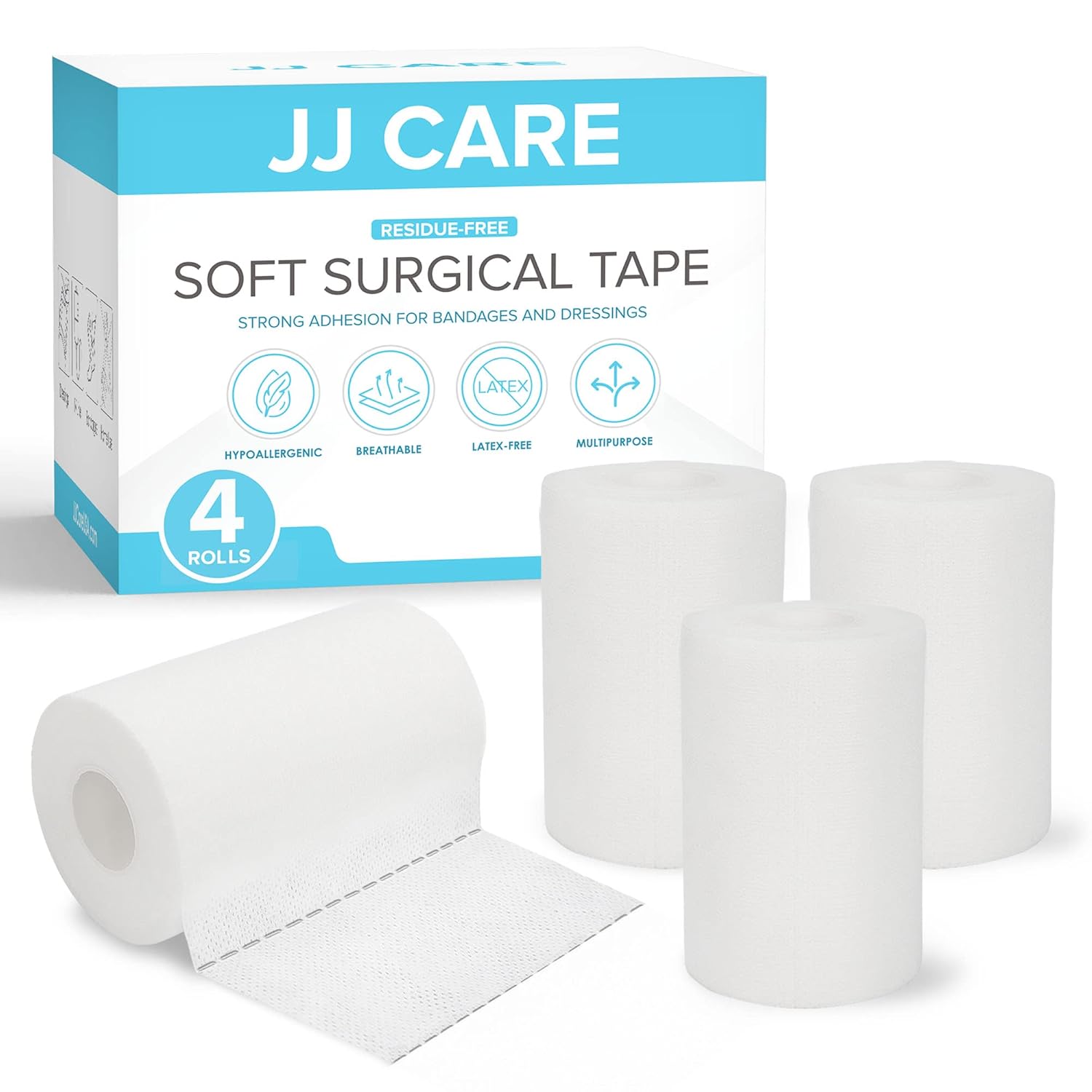 JJ CARE Soft Surgical Tape for Wound Care and First Aid