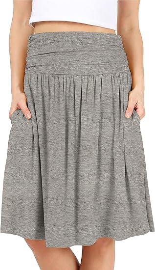 Simlu Skirts for Women with Pockets Below The Knee Length