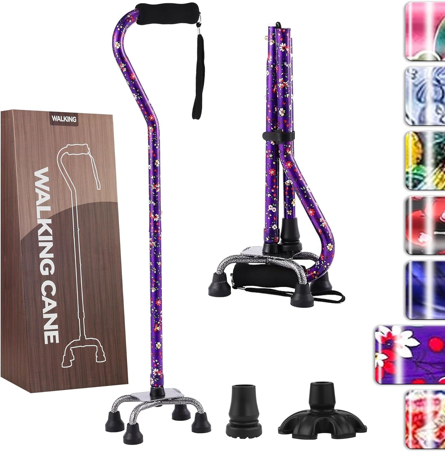 Adjustable Quad Cane for Stability and Balance for Seniors