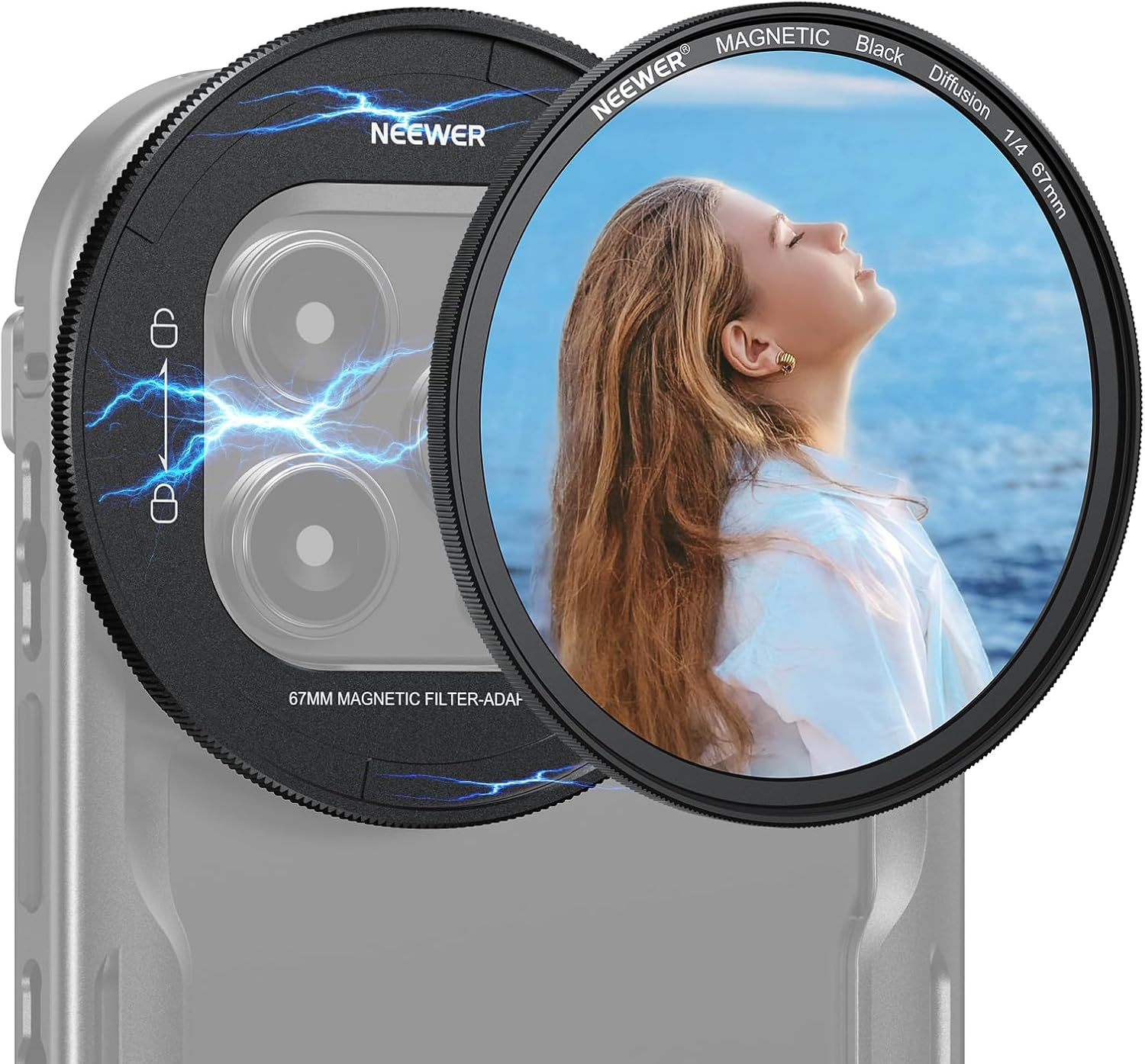 NEEWER 67mm Magnetic Black Mist Diffusion Filter Set for iPhone