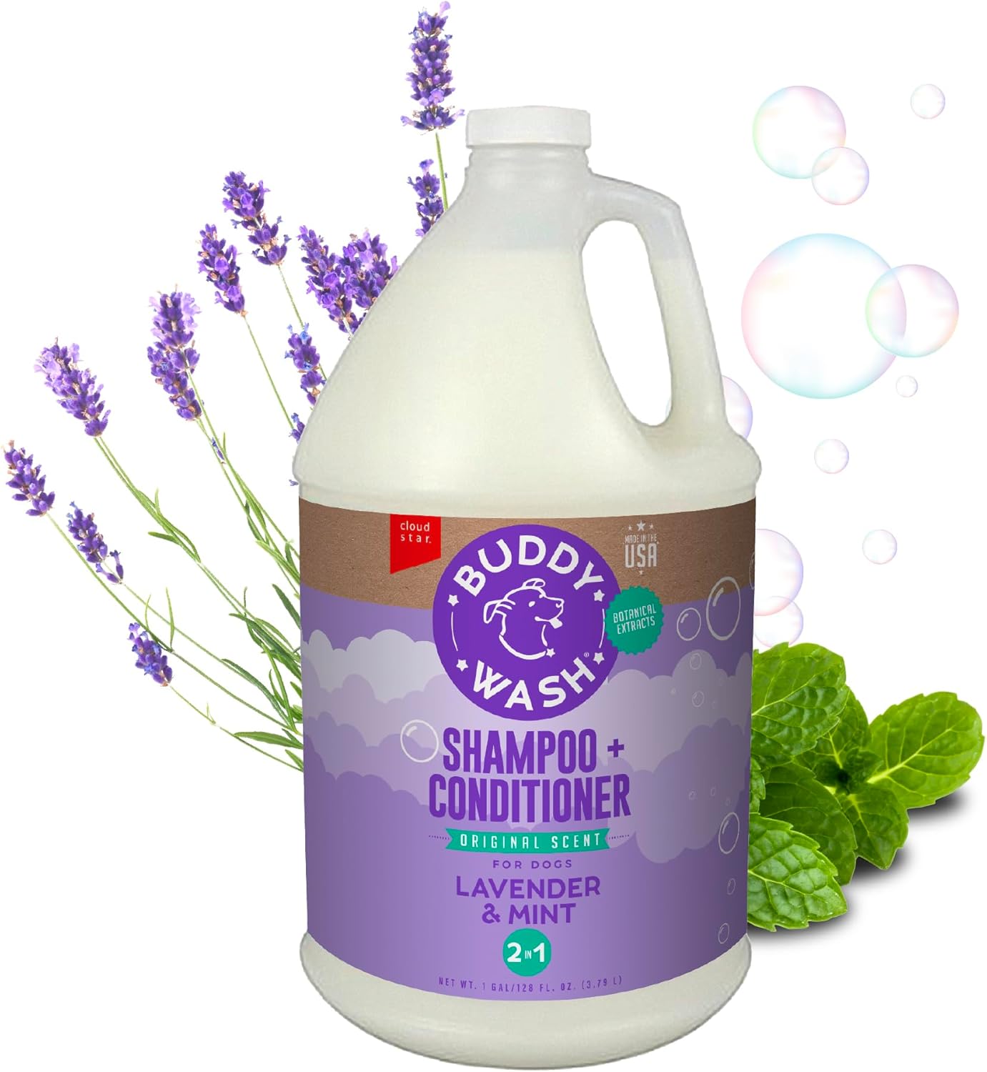 Buddy Wash 2-in-1 Dog Shampoo and Conditioner for Grooming