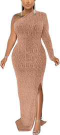 Women's Formal Evening Gown One Shoulder Maxi Dress - Elegant Fit side