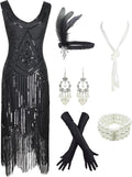 1920s-style flapper dress with sequin detail and accessory collection