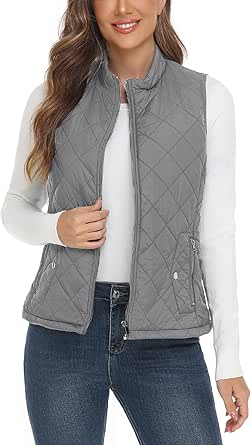 YESLIFE Women's Outwear Quilted Vest - Lightweight Padded Gilet