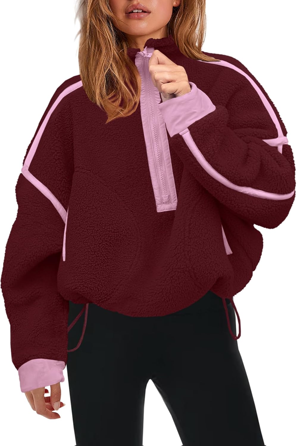 Panadila Womens Half Zip Sherpa Fleece Pullover for Cozy Style