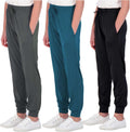 Girls' Dry-Fit Jogger Sweatpants 3 Pack - Soft, Breathable Active