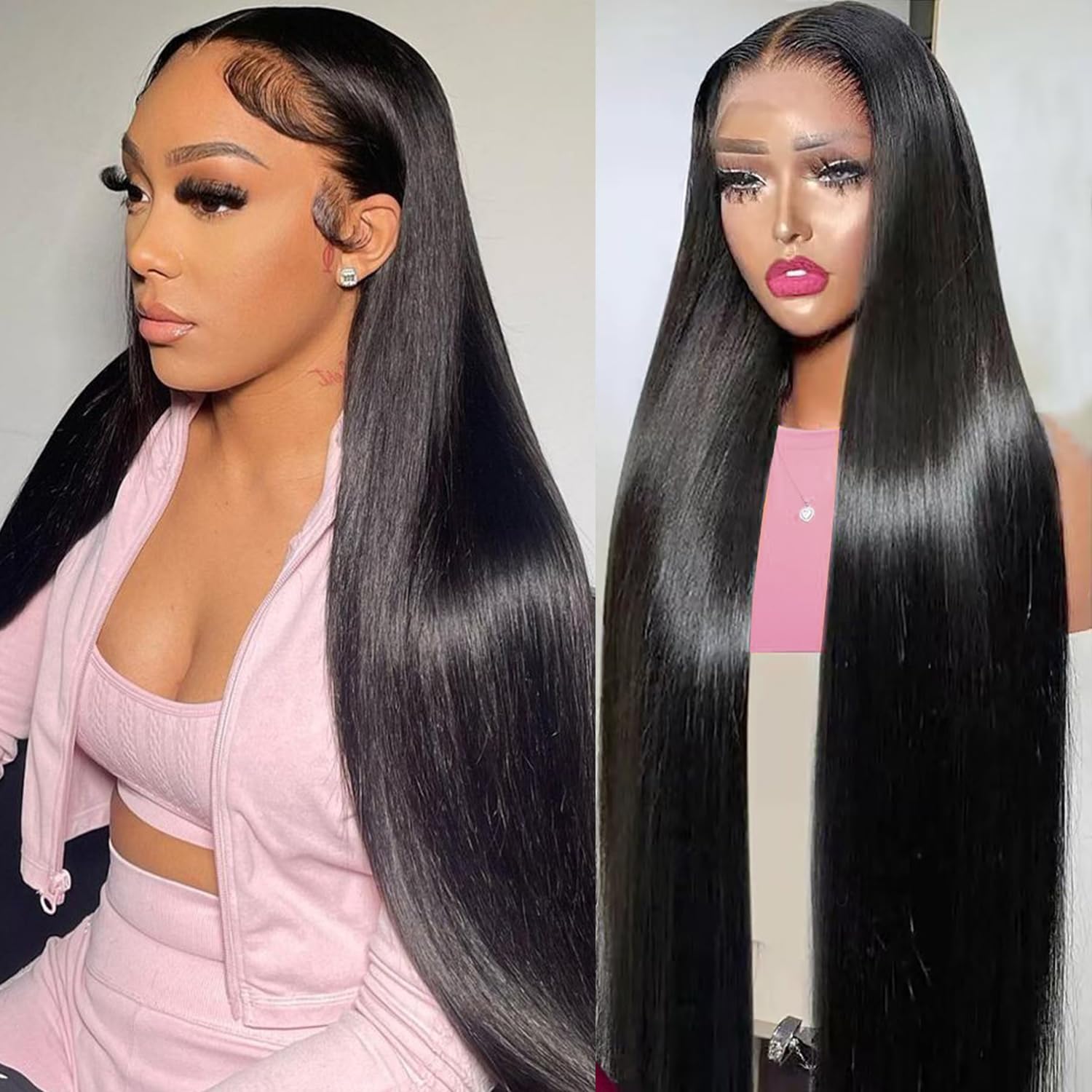 200% Density Straight Lace Front Wigs for Women - 24 Inch Style