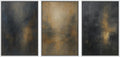 Dark Abstract Framed Wall Art Print Set - Navy Blue and Gold