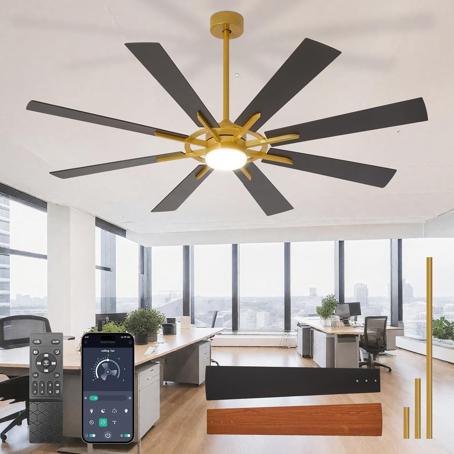 Large 66 Inch Ceiling Fan with Lights: Modern Design & Control