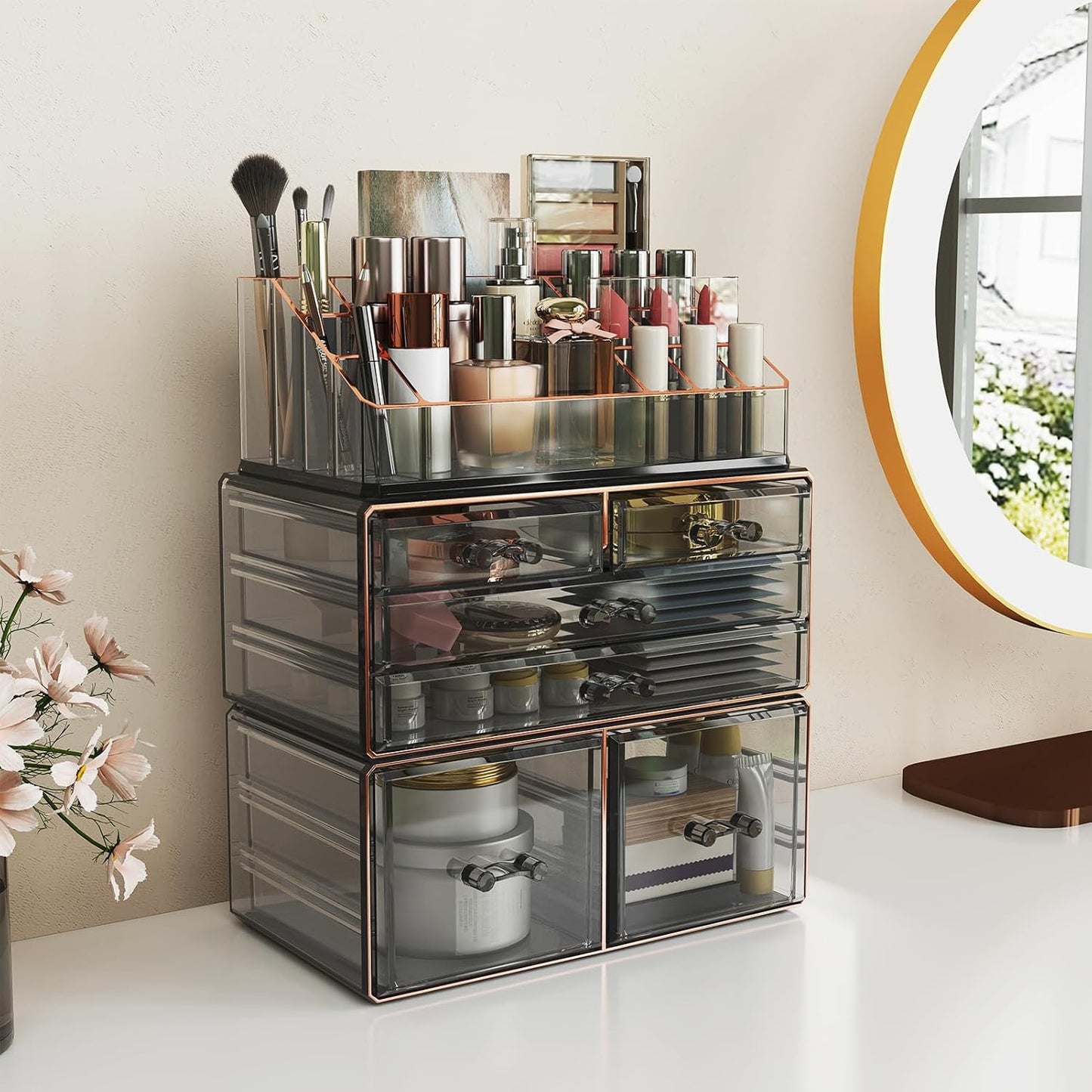 Delamu 3-Tier 6-Drawer Makeup Organizer for Vanity and Dresser