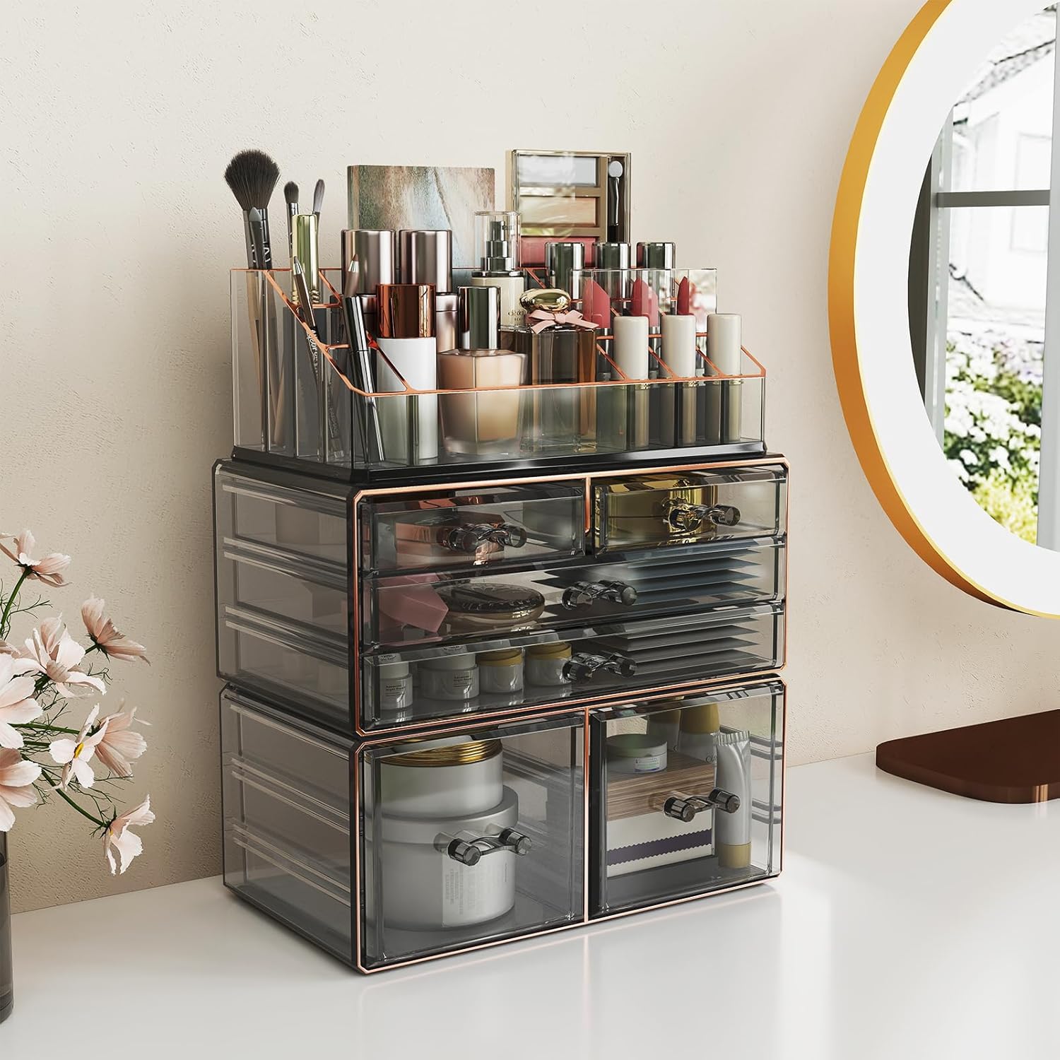 Delamu 3-Tier 6-Drawer Makeup Organizer for Vanity and Dresser