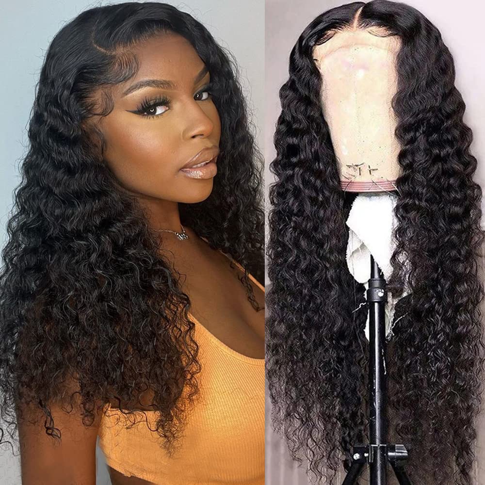 FIRIEYA Deep Wave Lace Front Wigs for Black Women - 18 Inch