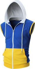 Ohoo Mens Slim Fit Sleeveless Zip Up Hooded Sweatshirt Vest Men's