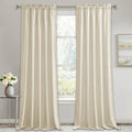 RYB HOME Beige Velvet Curtains - Plush Soft Drapes for Any Room