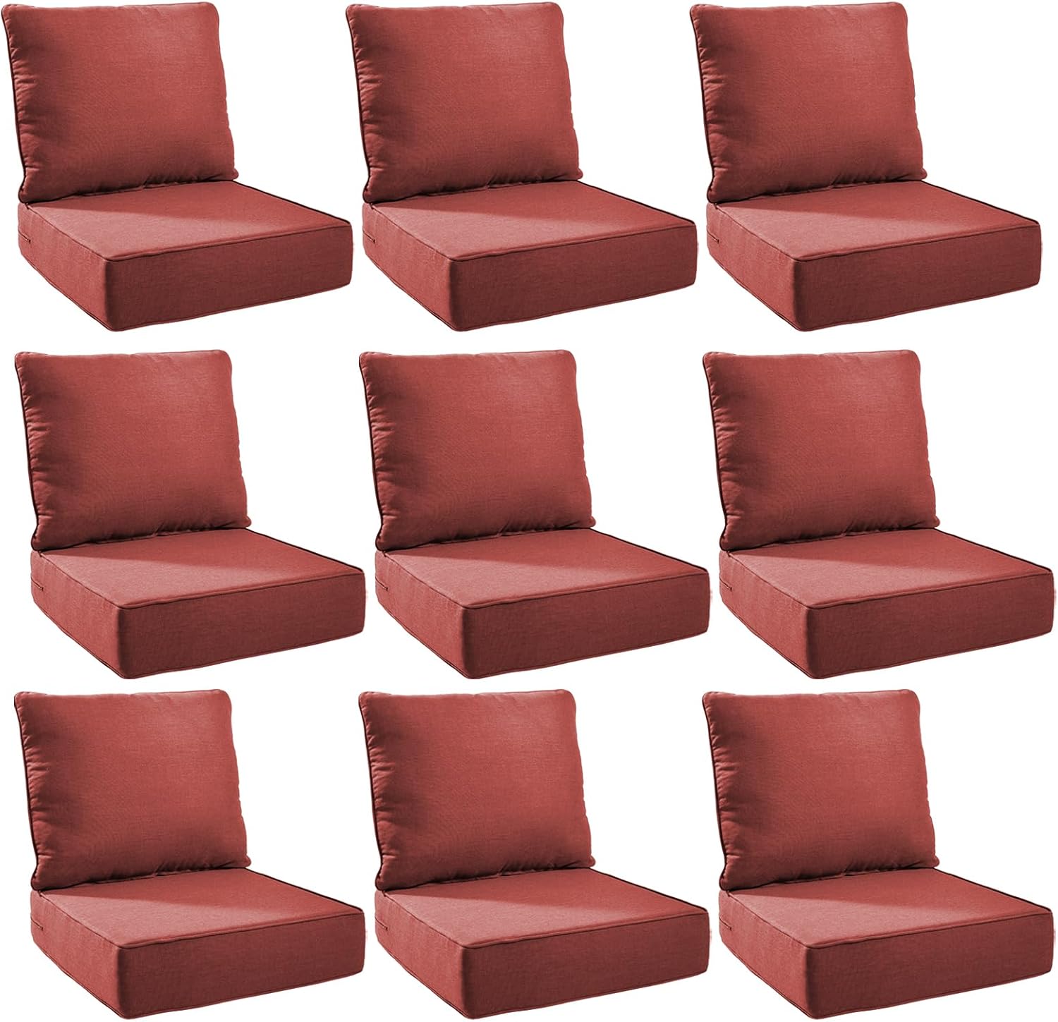 Outdoor Cushion Set for Patio Furniture - 9-Pack Red Cushions