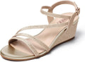 Wedge Heel Sandal Dress Low Strappy 2 in Open Toe Bridal Shoes IDIFU