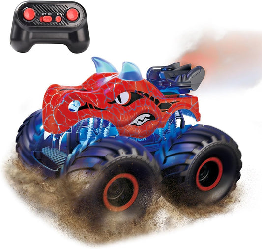 Threeking 1:18 Dinosaur RC Car - 4WD Off-Road Toy with Lights & Spray