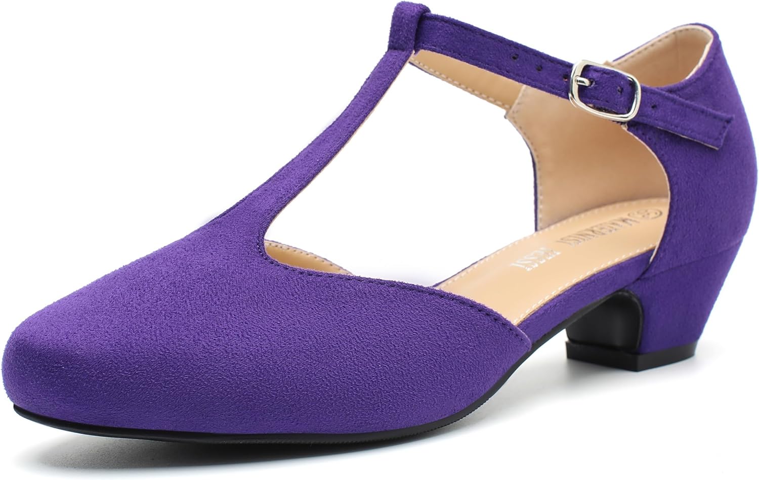 Stylish T-Strap Low Chunky Heel Mary Jane Pumps for Women
