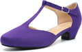 MAIERNISI JESSI Women's T-Strap Low Chunky Heel Mary Jane Pumps 1