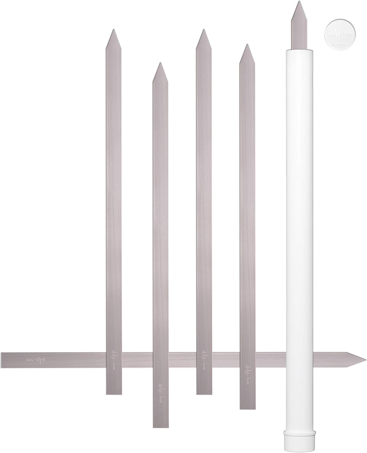 HOM 6 Kebab Flat Skewers - Stainless Steel, No-Wood Handle