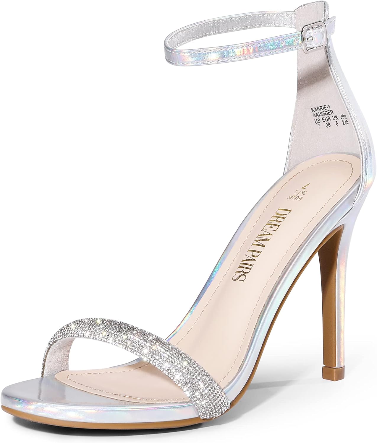 DREAM PAIRS Women's High Heels Flower Ankle Strap Stilettos